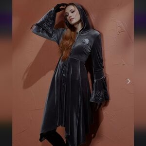 The Witcher Gray Velvet Hooded Cardigan